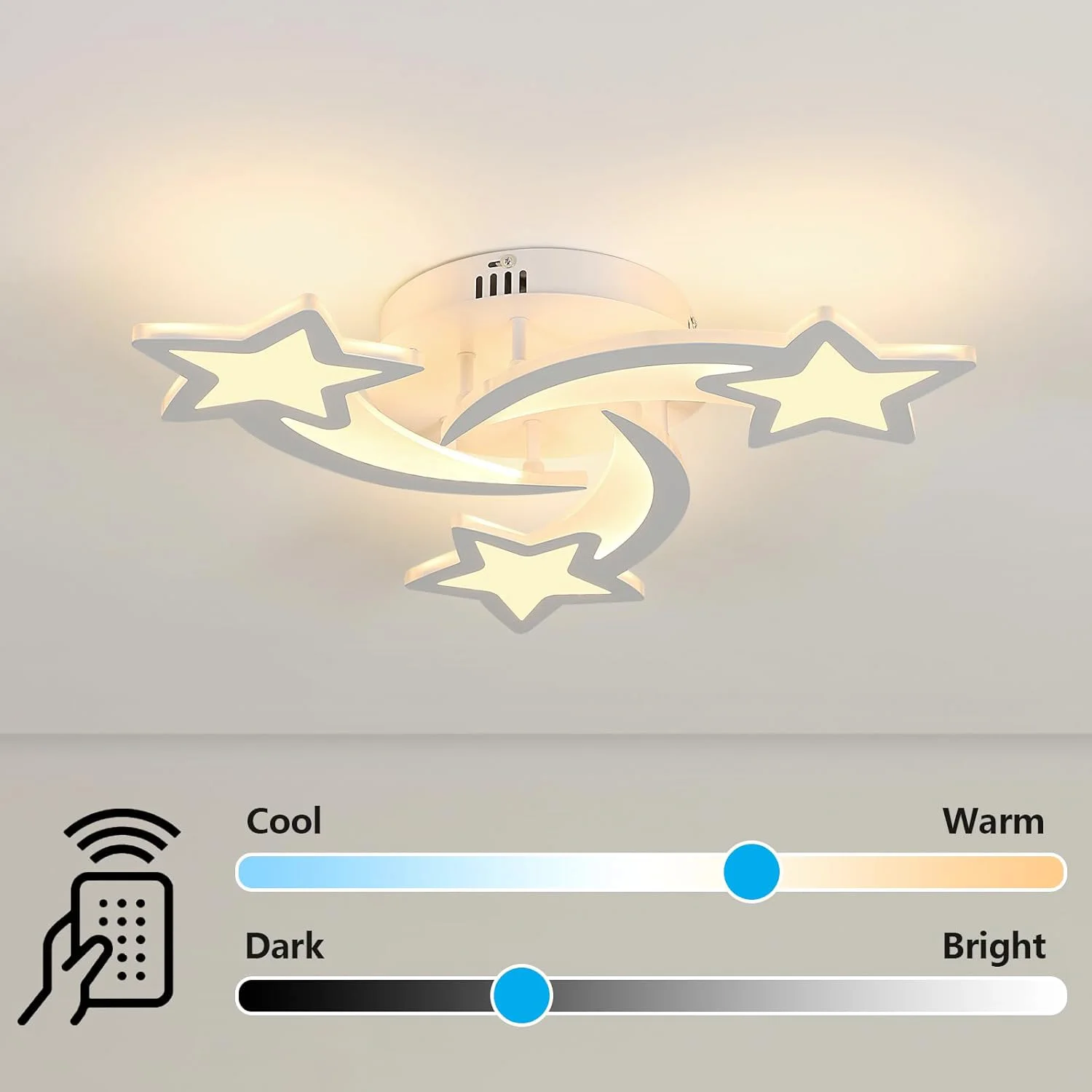Modern Star Shape LED Ceiling Light, Dimmable LED Ceiling Lamp with Remote Control, Ceiling Light for Bedroom