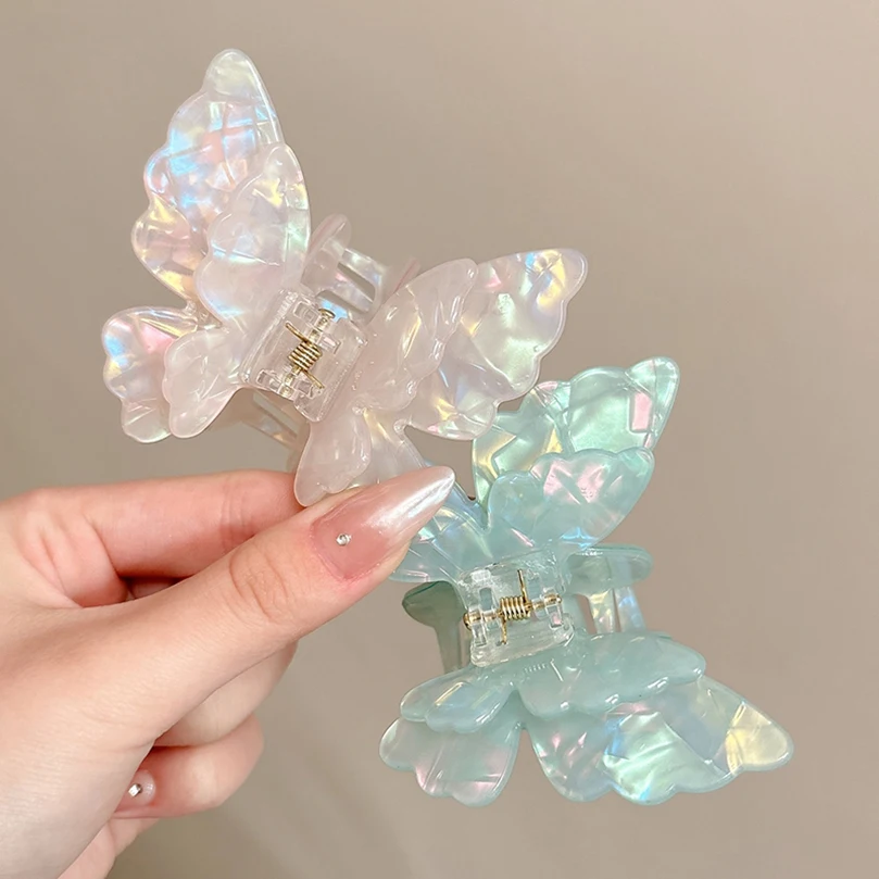 AWAYTR Fairy Butterfly Hair Claw Acetate Crab Hair Clip Sweet Princess Shark Clip for Women Girl Hairpin Hair Accessories