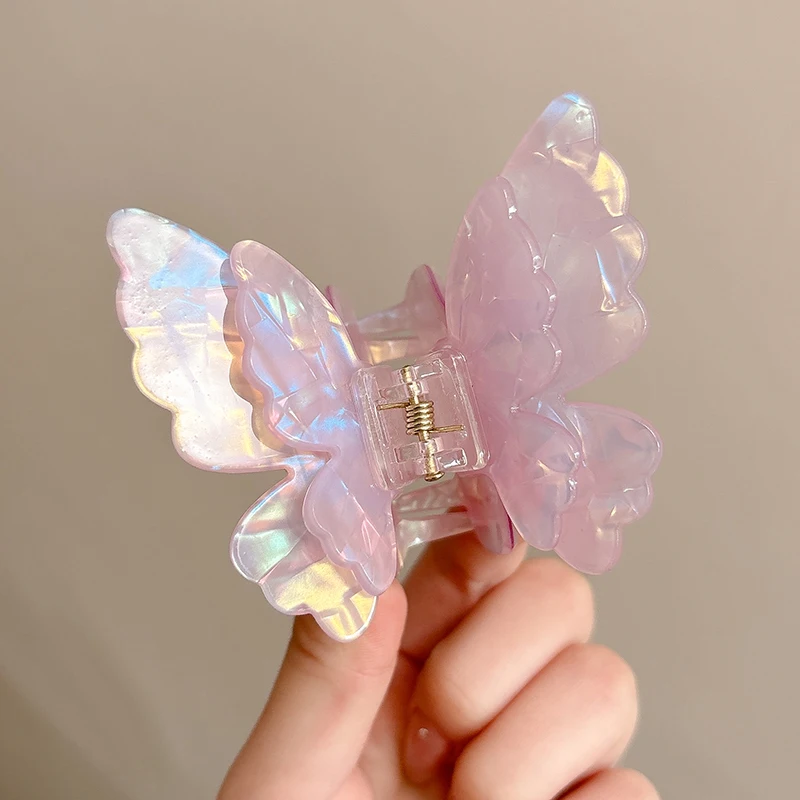 AWAYTR Fairy Butterfly Hair Claw Acetate Crab Hair Clip Sweet Princess Shark Clip for Women Girl Hairpin Hair Accessories