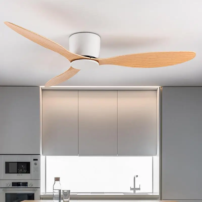 42 52 Inch Ceiling Fans No Light DC Motor Remote Control Cooling Fans Lamp Low Floor Ceiling Fan White wood Black Color FANS