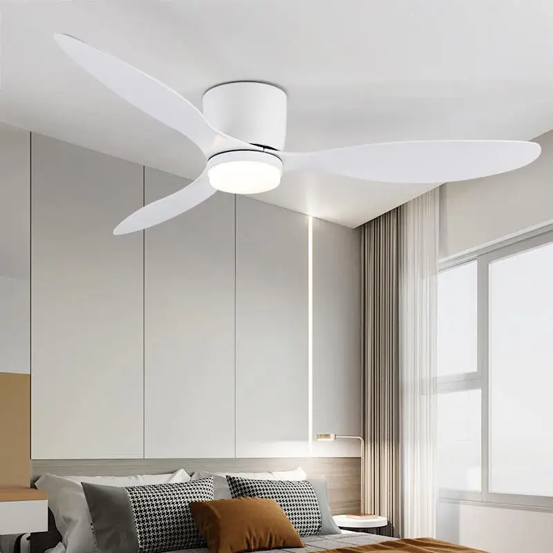 42 52 Inch Ceiling Fans No Light DC Motor Remote Control Cooling Fans Lamp Low Floor Ceiling Fan White wood Black Color FANS