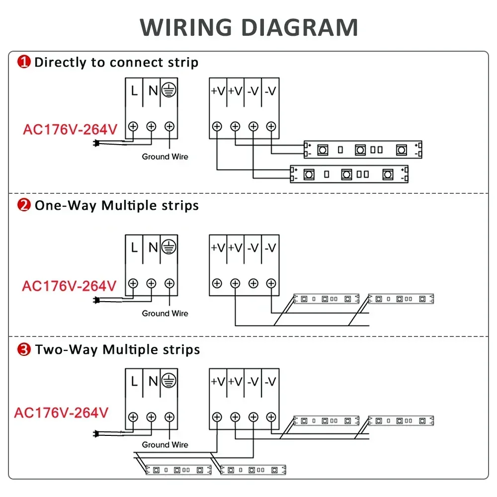 DC 12V 24V Switching Power Supply AC176-264V LED Light Driver Power Adapter 60W 100W 200W 300W 400W Mute Lighting Transformers