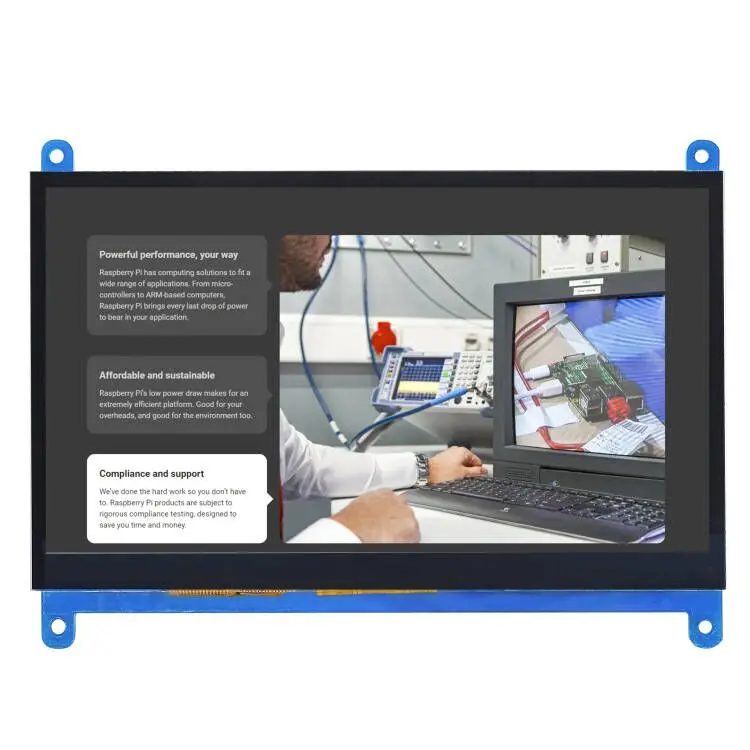 7 Inch Raspberry Pi 4/3/2/B/B+/A+ Monitor 1024x600 IPS 5-Points Capacitive Touchscreen Drive Free HDMI Display For Win 7/8/10