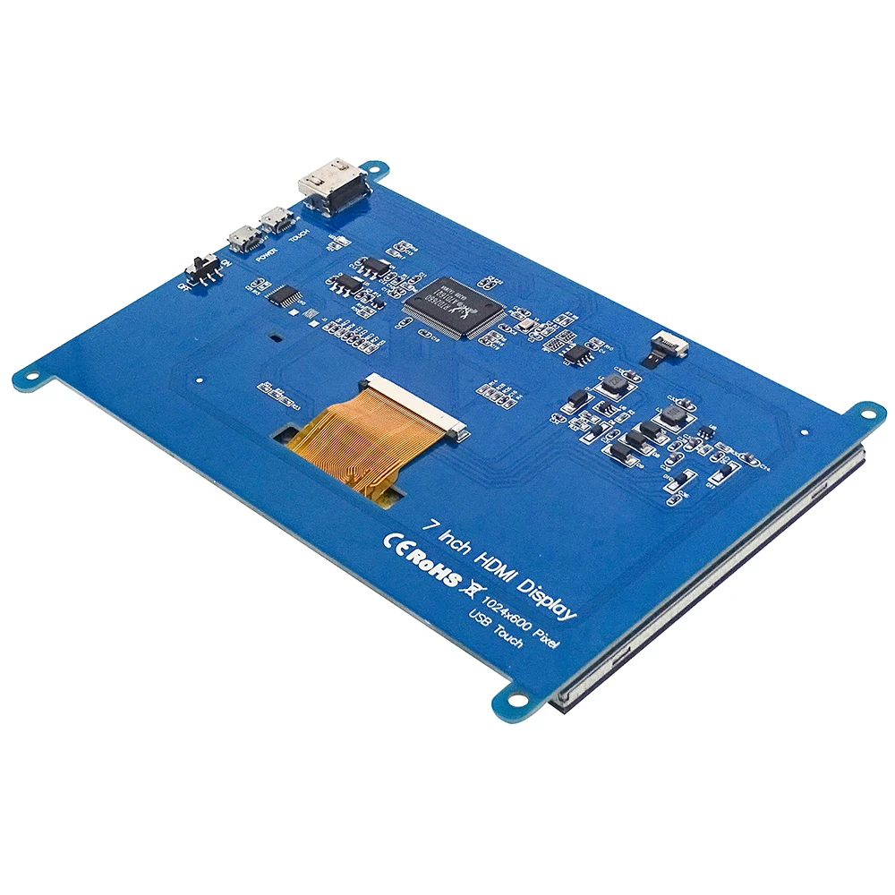 7 Inch Raspberry Pi 4/3/2/B/B+/A+ Monitor 1024x600 IPS 5-Points Capacitive Touchscreen Drive Free HDMI Display For Win 7/8/10