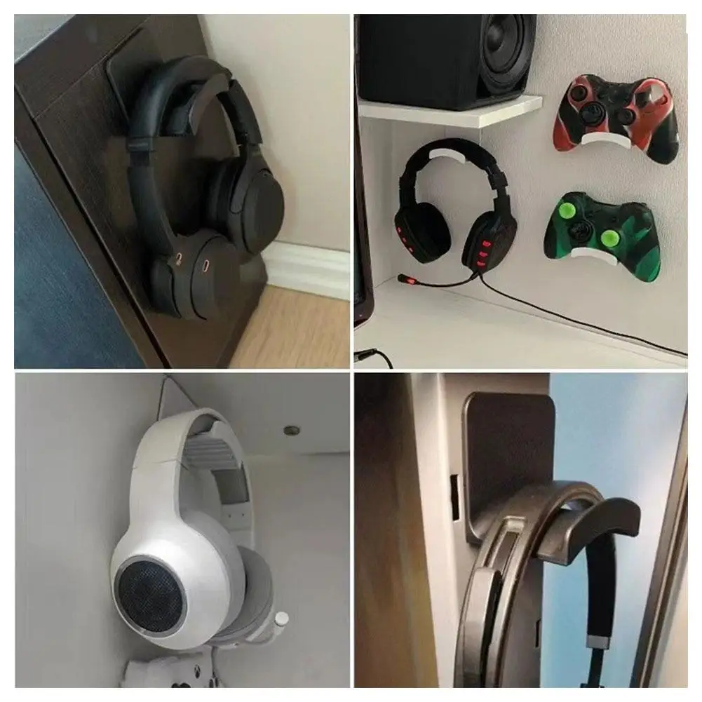 Universal Wall Mounted Headphone Stand Gaming Controller Holder Headset Display Rack Under Desk Hanger Hook For Earphone Bracket