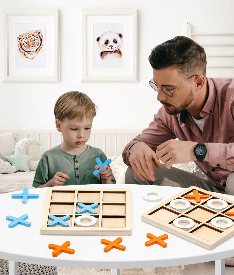 Montessori Play Game Wooden Toy Mini Chess Interaction Puzzle Training Brain Learing Early Educational Toys For Children Kids