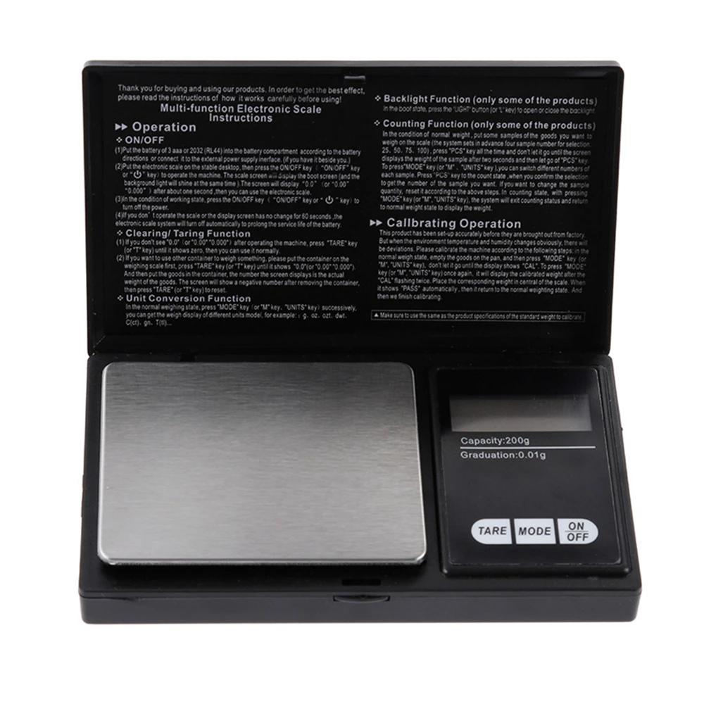 Mini Jewelry Scale 0.01g Electronic Stainless Steel Digital Pocket Scale Gold Gram Balance Portable Kitchen Scale Weighting Tool