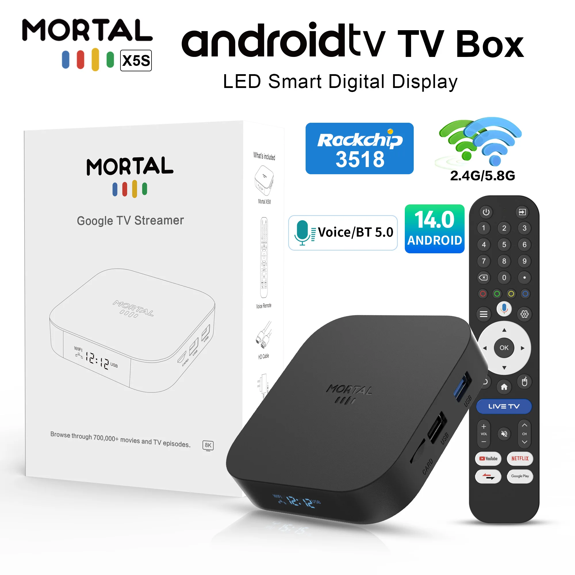 Android16 Smart Home Theater TV Box AllwinnerH313 Google Assistant Netflix Streaming Bluetooth Media Player 2G16G 2.4G5G Wifi T1