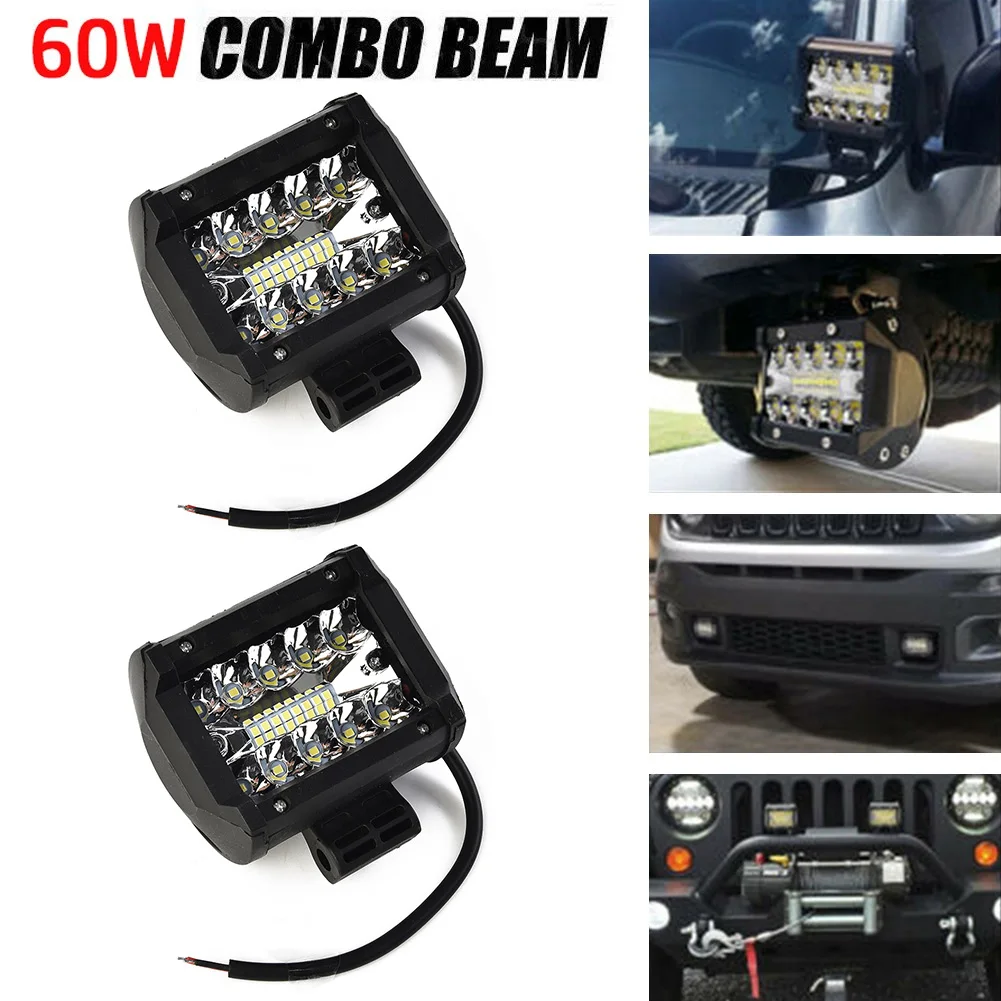 12V 60W LED Bar Offroad Spot Flood Combo LED Light Bar Work Light For Truck Car SUV ATV UTV 4WD LED Headlights
