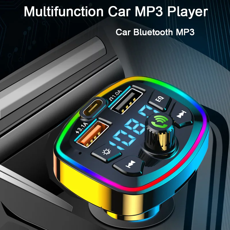 Car Bluetooth 5.0 FM Transmitter Wireless Adapter Mic Audio Receiver Auto MP3 Player 2.1A Dual USB Fast Charger Car Accessories