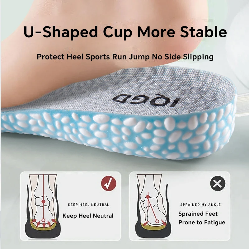 1 Pair EVA Material Invisible Height Increase Insoles For Shoes Breathable Shock Absorption Comfortable For Women Men