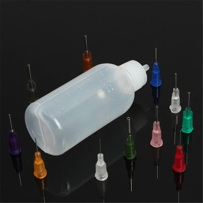 30ml/50ml Transparent Glue Bottle Polyethylene Needle Dispenser Dispensing Bottle for Rosin Solder Flux Paste With 11 Needles