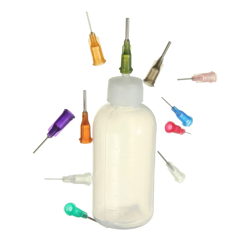 30ml/50ml Transparent Glue Bottle Polyethylene Needle Dispenser Dispensing Bottle for Rosin Solder Flux Paste With 11 Needles