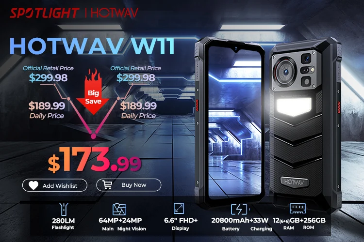 [Ship from DE] HOTWAV Hyper 7 Pro 5G Rugged Phone 200MP Android 14 6.6'' 120Hz Smartphone 36(16+20)GB 256GB 10800mAh Cell Phone