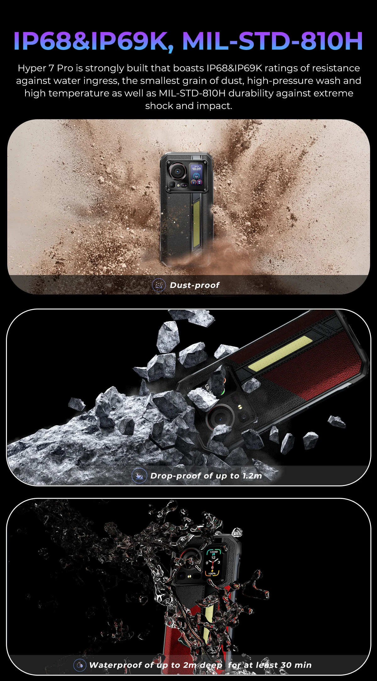 [Ship from DE] HOTWAV Hyper 7 Pro 5G Rugged Phone 200MP Android 14 6.6'' 120Hz Smartphone 36(16+20)GB 256GB 10800mAh Cell Phone