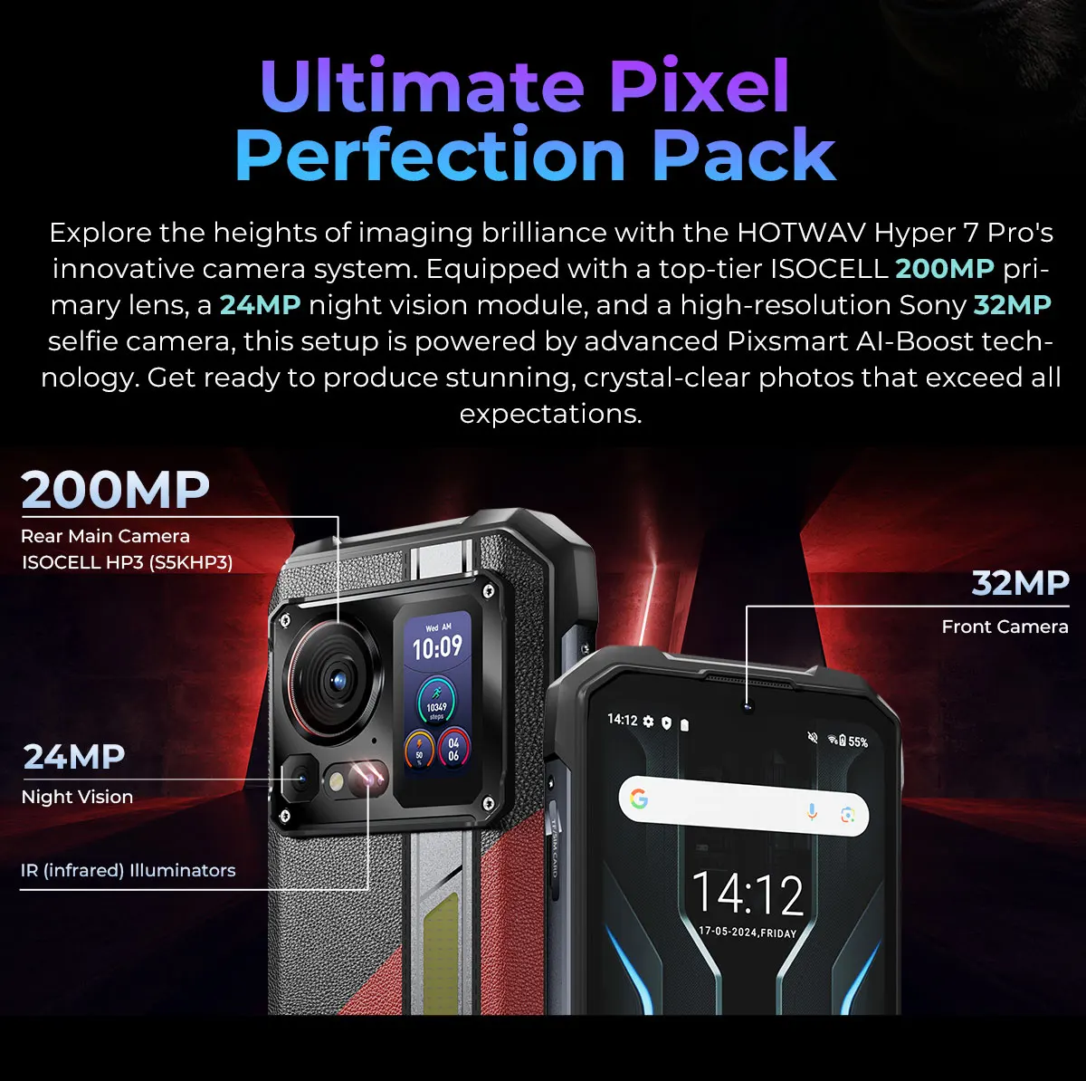 [Ship from DE] HOTWAV Hyper 7 Pro 5G Rugged Phone 200MP Android 14 6.6'' 120Hz Smartphone 36(16+20)GB 256GB 10800mAh Cell Phone