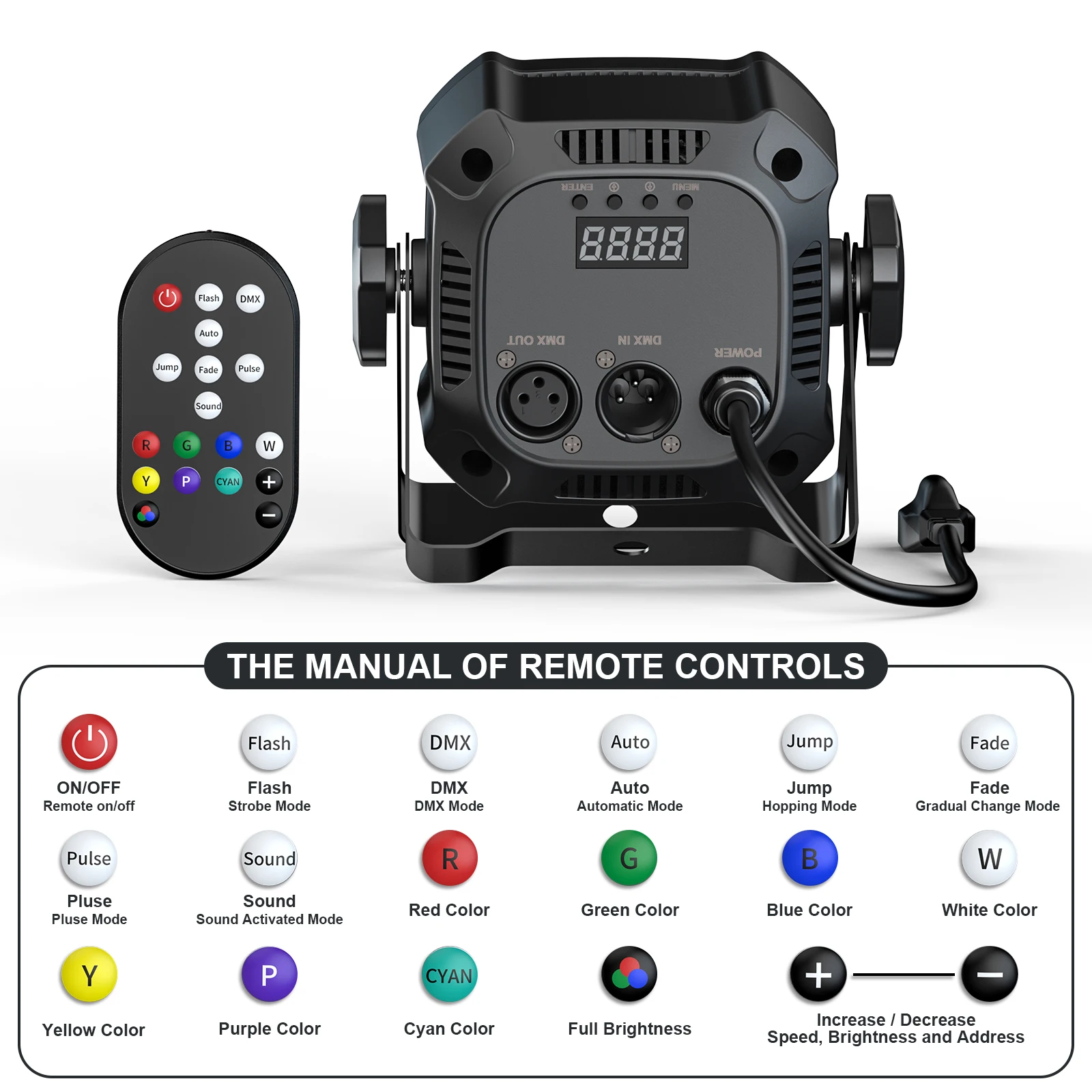GWONG 4PCS 80W RGBW 4 IN 1 LED Par Lights DJ Light DMX Remote Control Stage Light Sound Activated Effect Light for Party Disco