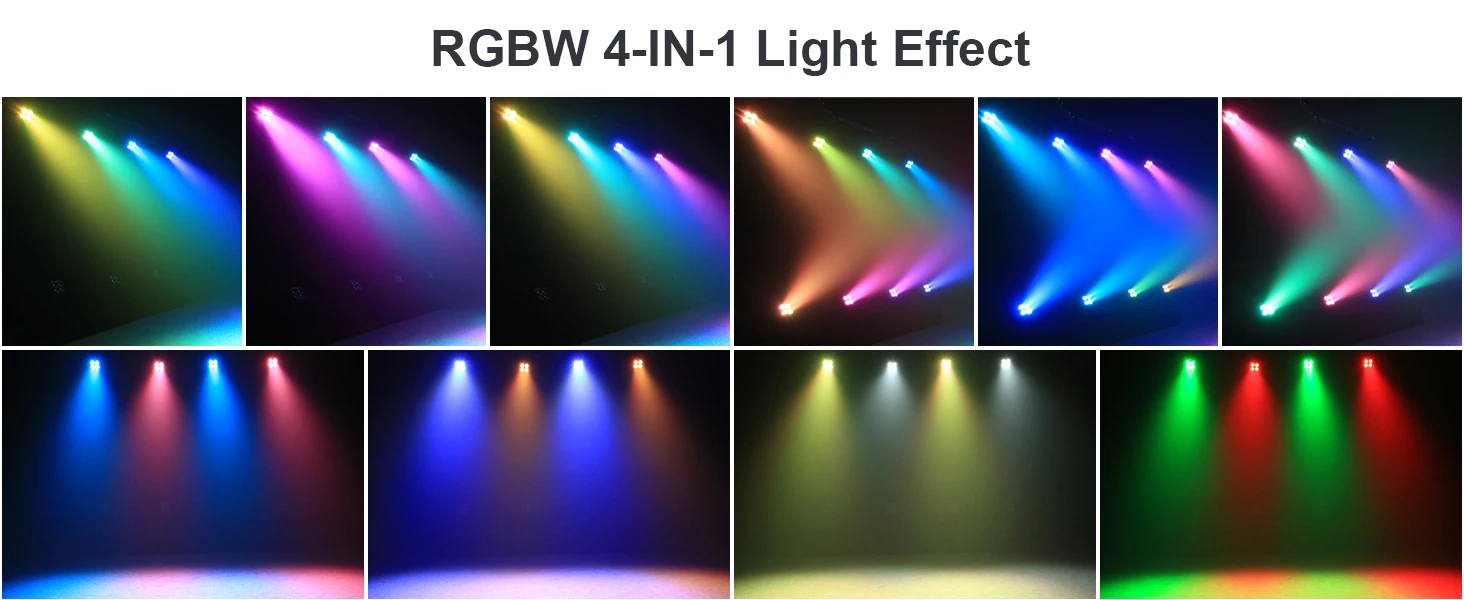 GWONG 4PCS 80W RGBW 4 IN 1 LED Par Lights DJ Light DMX Remote Control Stage Light Sound Activated Effect Light for Party Disco