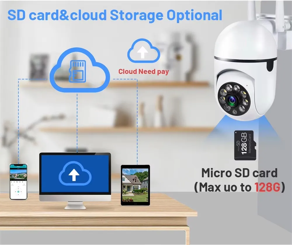 1MP Wifi IP Wireless Security Surveillance PTZ Camera 4X Zoom Cameras Tracking Two-way Audio HD Night Color Cam