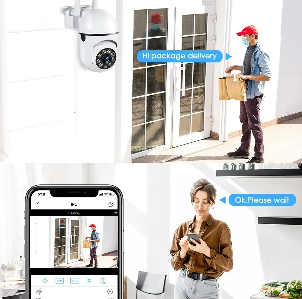 1MP Wifi IP Wireless Security Surveillance PTZ Camera 4X Zoom Cameras Tracking Two-way Audio HD Night Color Cam