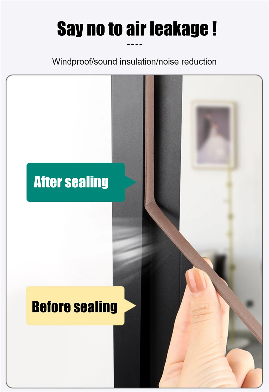5m/10m Door Seal Strip Diep Self-adhesive Draft Stopper Tape Window Weather Stripping Insulation Noise Rubber Sealing Strip
