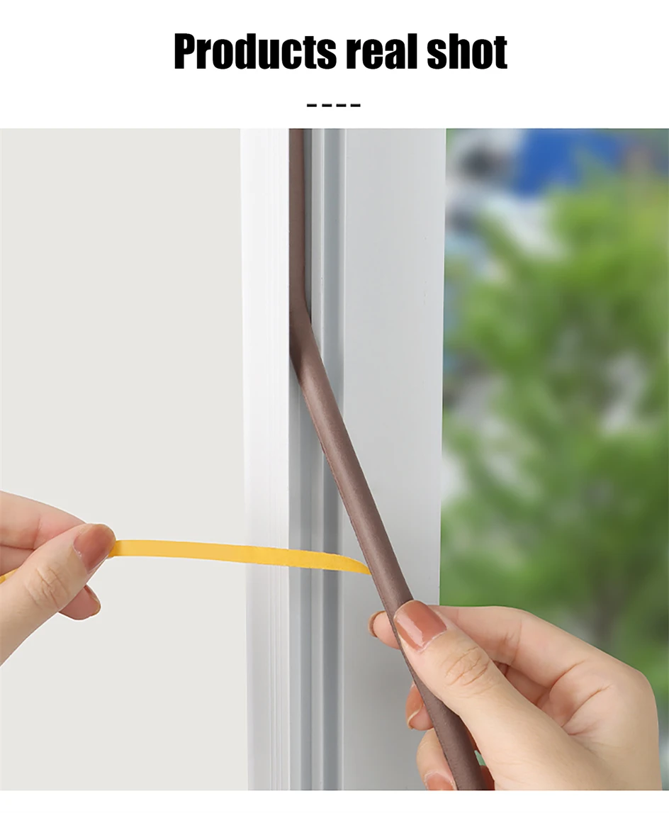 5m/10m Door Seal Strip Diep Self-adhesive Draft Stopper Tape Window Weather Stripping Insulation Noise Rubber Sealing Strip