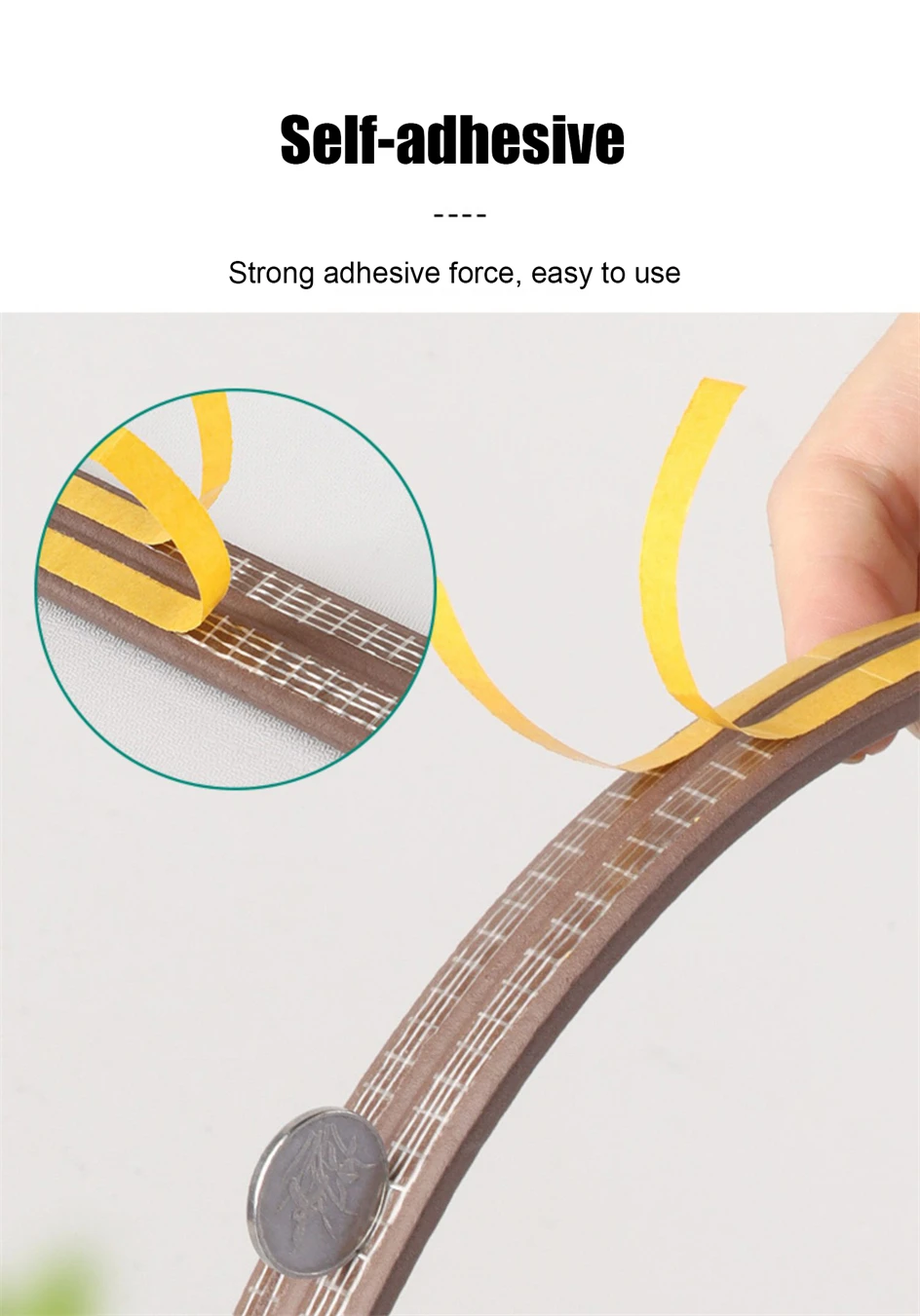 5m/10m Door Seal Strip Diep Self-adhesive Draft Stopper Tape Window Weather Stripping Insulation Noise Rubber Sealing Strip