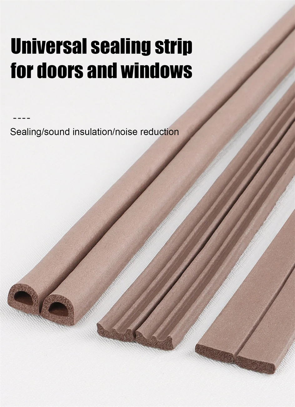 5m/10m Door Seal Strip Diep Self-adhesive Draft Stopper Tape Window Weather Stripping Insulation Noise Rubber Sealing Strip