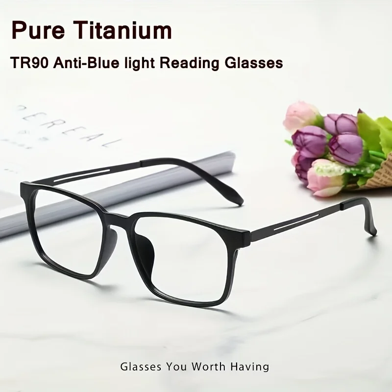 New Pure Titanium Reading Glasses Men Women TR90 Anti-Blue Ray Full frame Computer Spectacles Diopter +1.0 +4.0