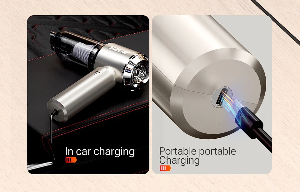 SZUK 2026 New Mini Car Vacuum Cleaner 985000Pa Wireless Vacuum Cleaner Powerful Suction Handheld Portable Vacuum Cleaner For Car