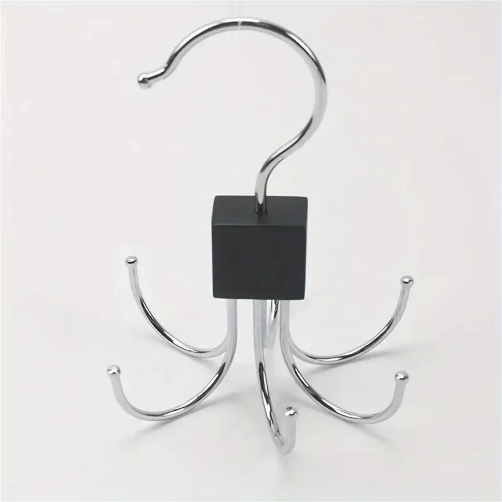 1/5pcs 360° Rotating Storage Hanger Hook Multi-Claw Bag Metal Belts Rack Wooden Organizer For Bras Ties Household Closet Acces