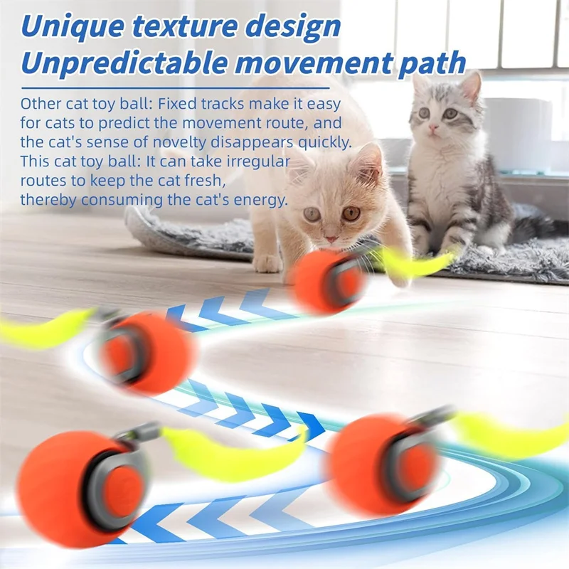 Smart Cat Toys Ball Automatic Interactive Pets Electric Rolling Teaser USB Rechargeable Kitty Moving Bouncing Ball Birthday Gift