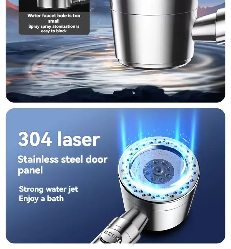 New High Pressure Water Saving Filter Shower Head 5 Modes Handheld Shower Head One Button Stop Bathroom Accessories Set