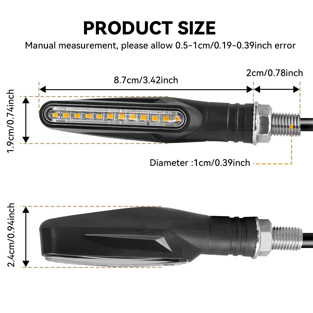 Moto Led Flowing Water Blinker Bendable Flashing Signals Lamp Universal Motorcycle Turn Signal Light Built Relay 12V Flasher