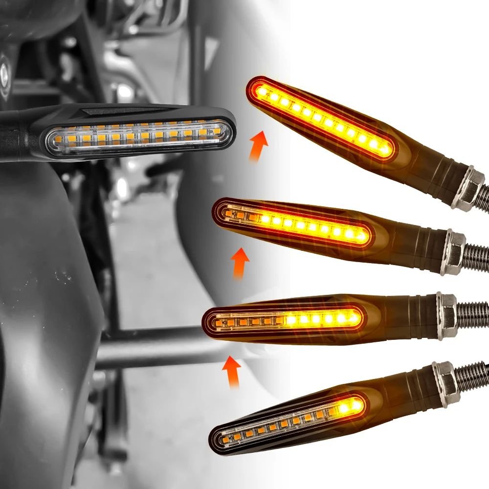 Moto Led Flowing Water Blinker Bendable Flashing Signals Lamp Universal Motorcycle Turn Signal Light Built Relay 12V Flasher