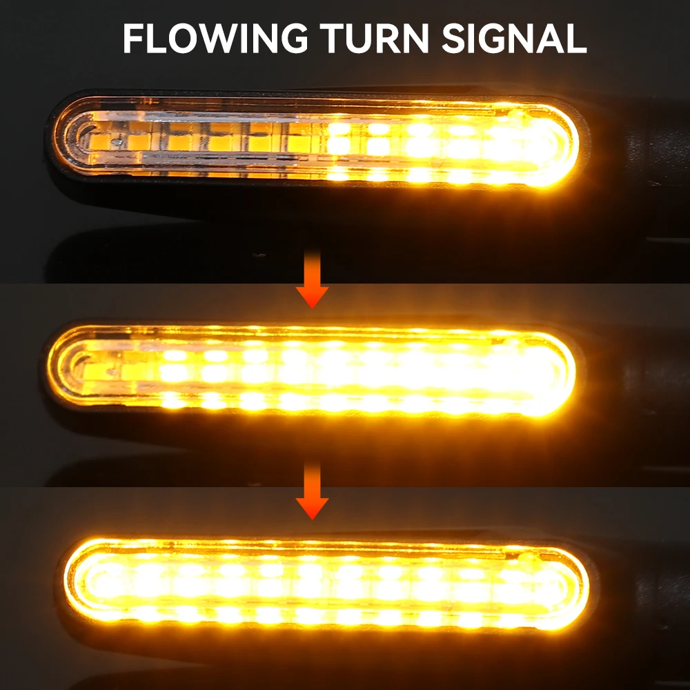 Moto Led Flowing Water Blinker Bendable Flashing Signals Lamp Universal Motorcycle Turn Signal Light Built Relay 12V Flasher