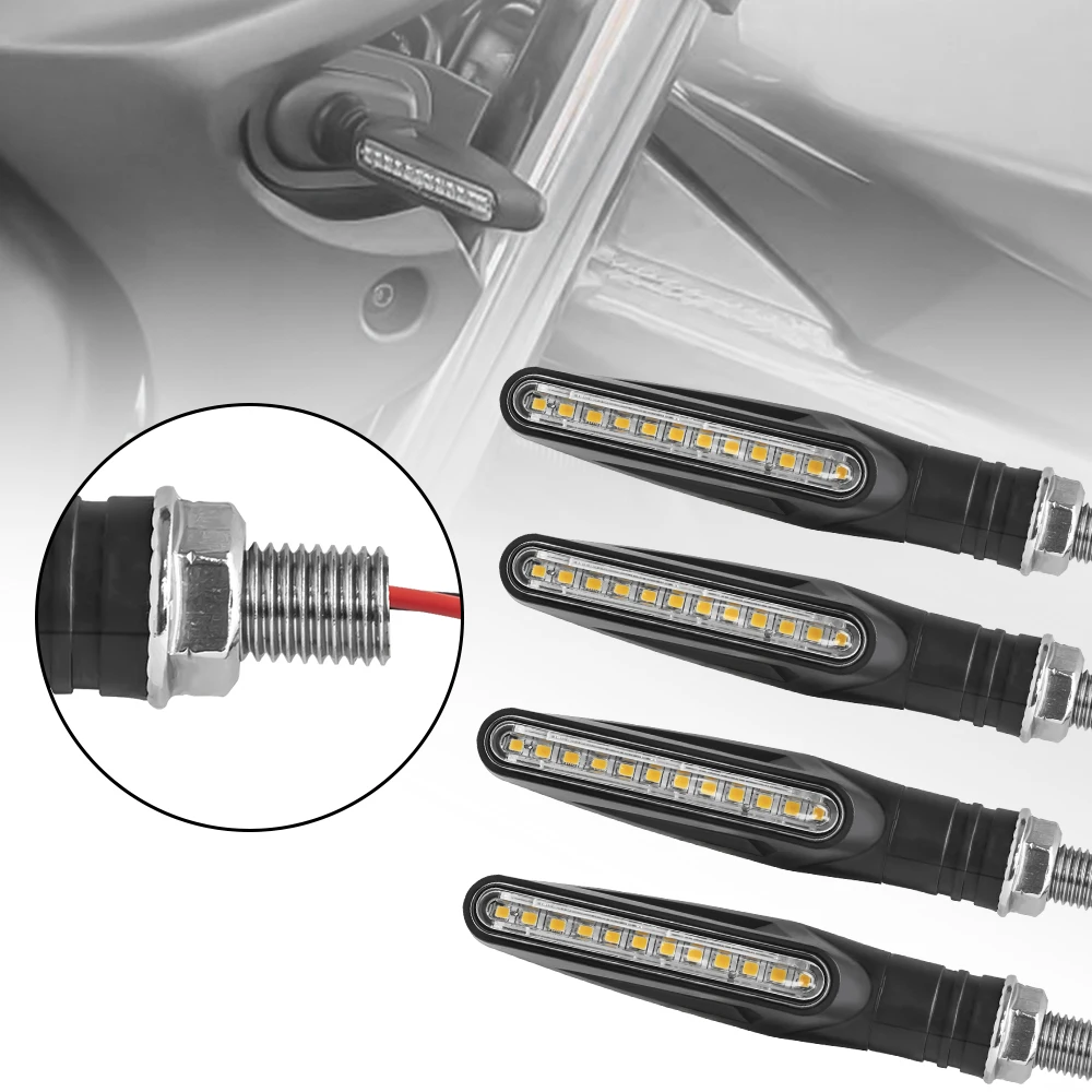 Moto Led Flowing Water Blinker Bendable Flashing Signals Lamp Universal Motorcycle Turn Signal Light Built Relay 12V Flasher
