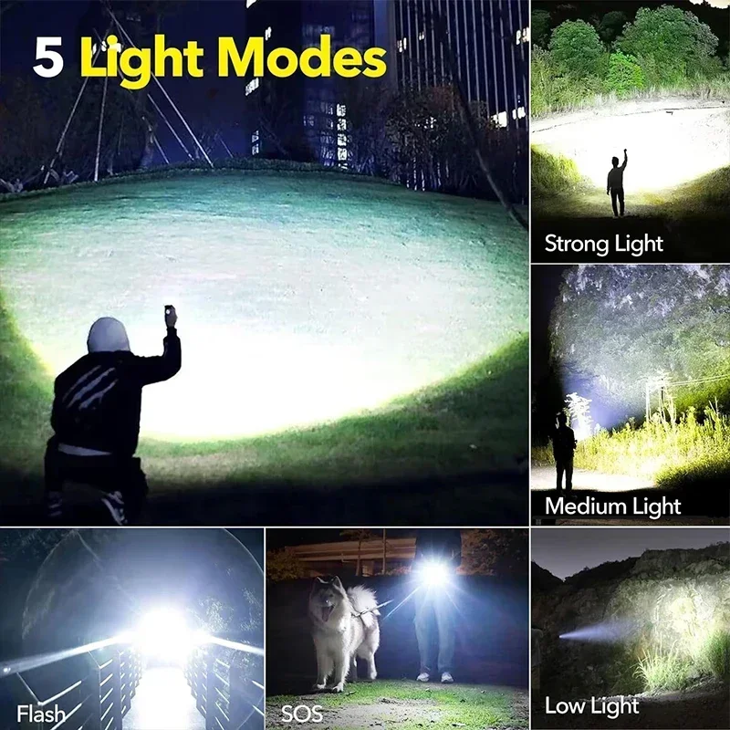 Rechargeable Flashlights High Power LED Tactical Flashlight Super Bright Handheld Hunting Torch Light for Emergency Hiking
