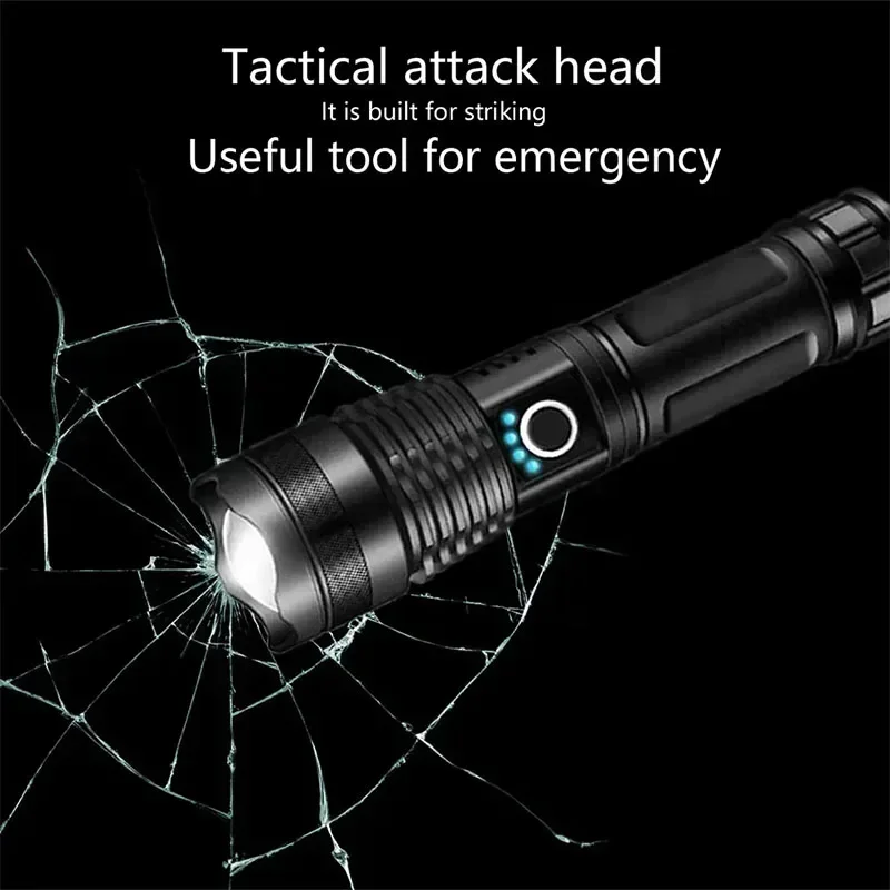 Rechargeable Flashlights High Power LED Tactical Flashlight Super Bright Handheld Hunting Torch Light for Emergency Hiking