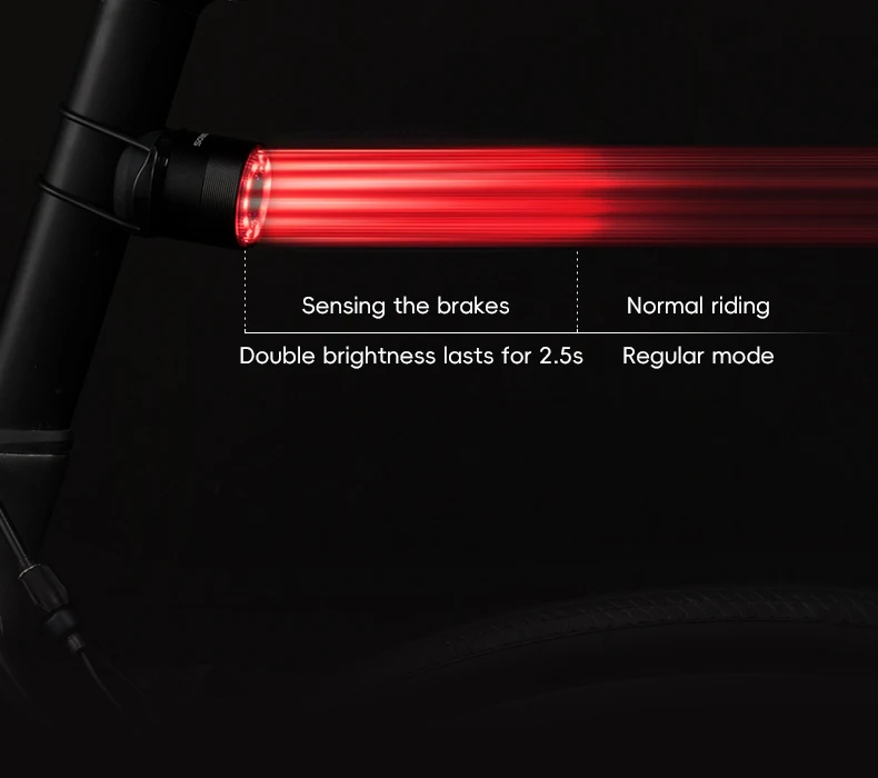 ROCKBROS Bicycle Tail Light Smart Brake Sensing Rear Bike Light Aluminum Waterproof Type-C MTB Road Warning Cycling Taillight
