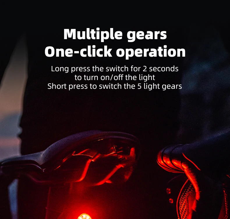 ROCKBROS Bicycle Tail Light Smart Brake Sensing Rear Bike Light Aluminum Waterproof Type-C MTB Road Warning Cycling Taillight