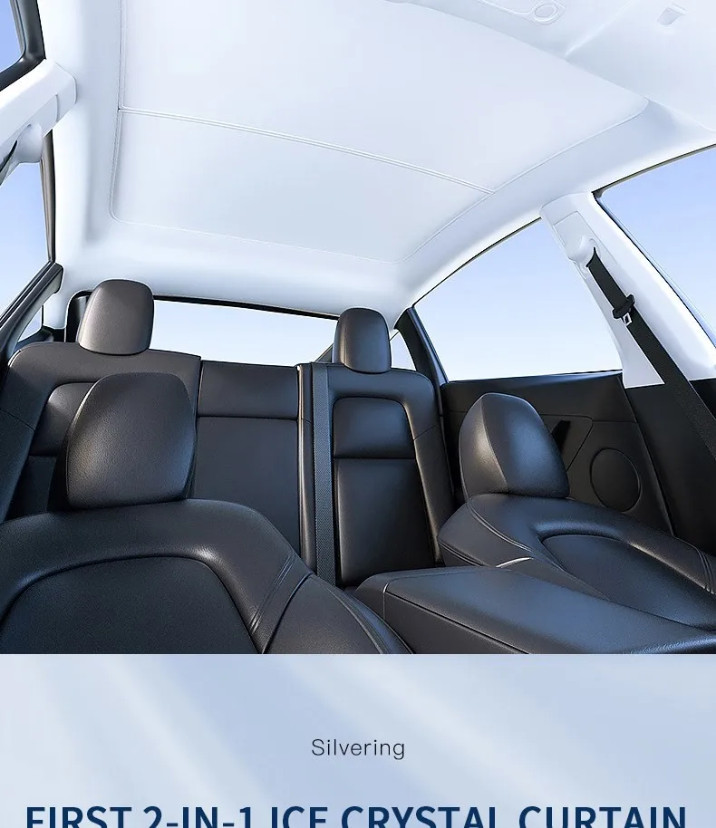 Heenvn For Tesla Model 3Y Model 3 Highland Model Y Juniper 2025 2026 Ice Cloth Buckle Glass Roof Sunshade Car Front Rear Sunroof