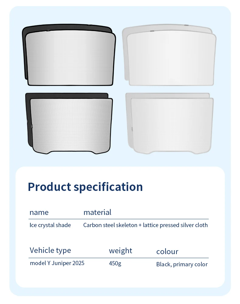 Heenvn For Tesla Model 3Y Model 3 Highland Model Y Juniper 2025 2026 Ice Cloth Buckle Glass Roof Sunshade Car Front Rear Sunroof