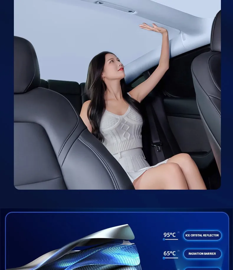 Heenvn For Tesla Model 3Y Model 3 Highland Model Y Juniper 2025 2026 Ice Cloth Buckle Glass Roof Sunshade Car Front Rear Sunroof