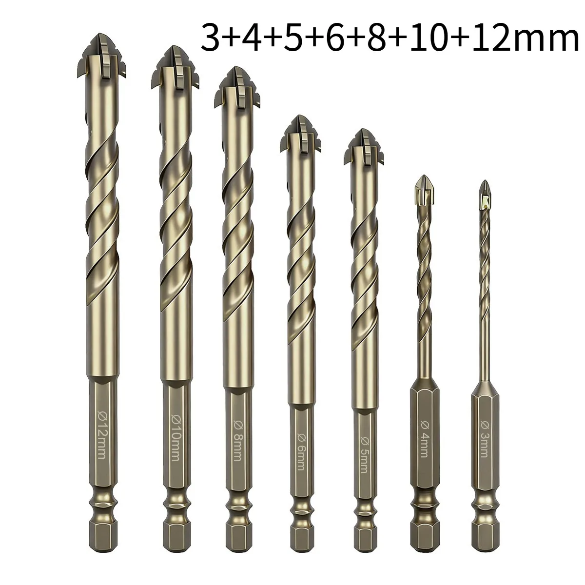 High-Four-Edged Serrated Eccentric Drill for Dry Drilling of Ceramic Tiles, Glass, Marble, Concrete, Stainless Steel Drill Bits