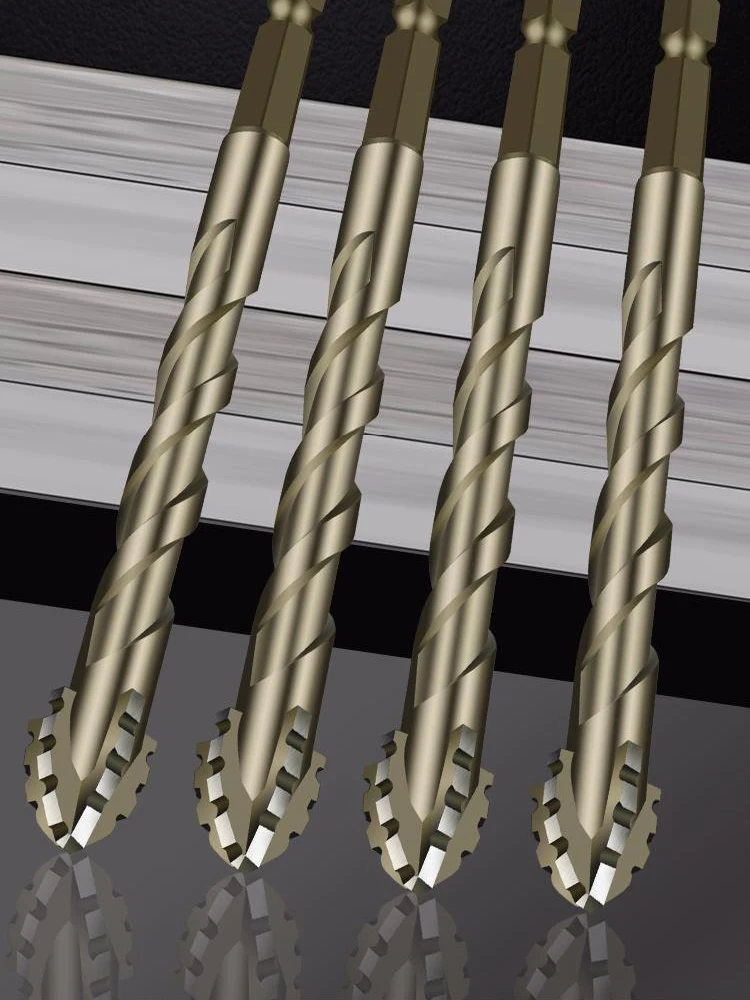 High-Four-Edged Serrated Eccentric Drill for Dry Drilling of Ceramic Tiles, Glass, Marble, Concrete, Stainless Steel Drill Bits