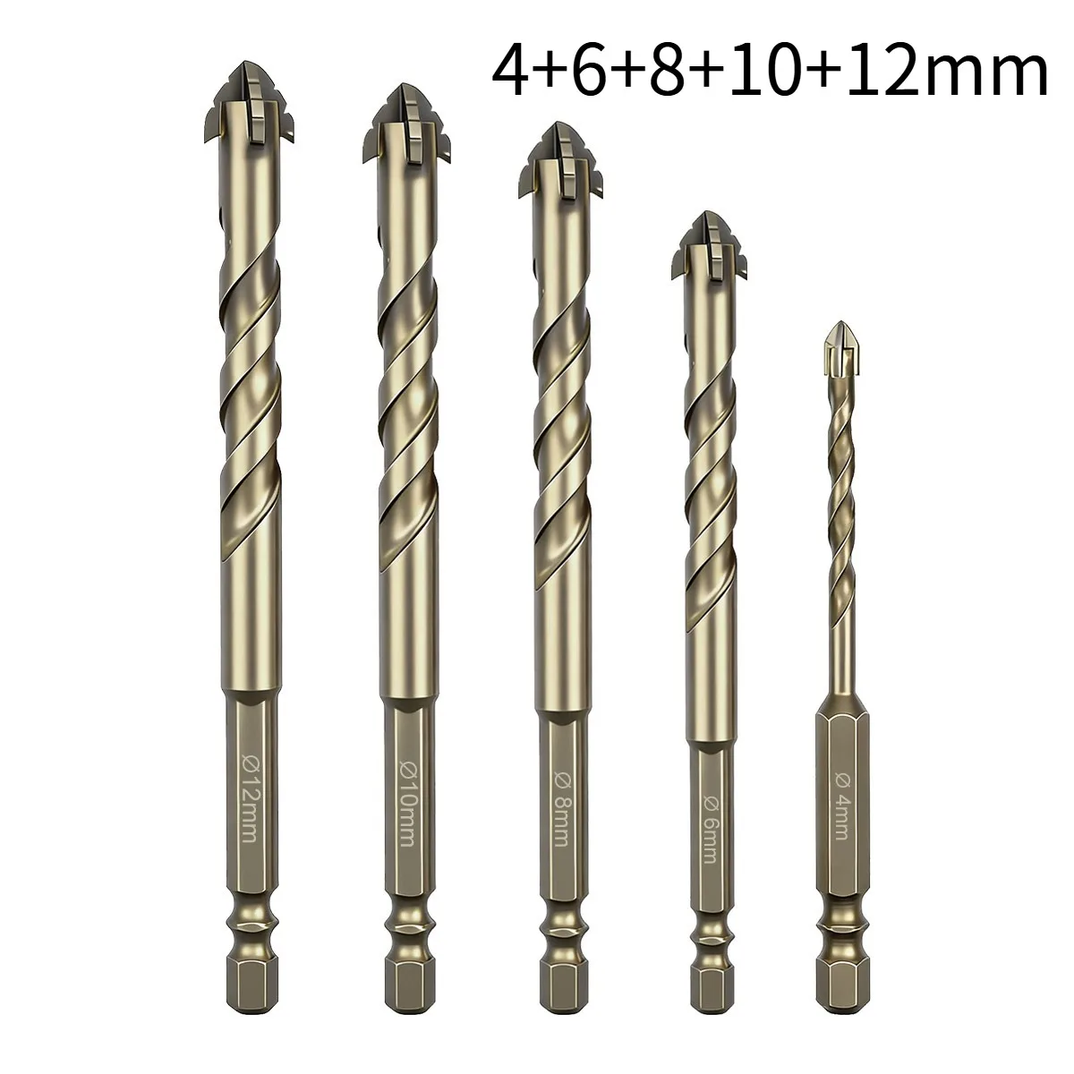 High-Four-Edged Serrated Eccentric Drill for Dry Drilling of Ceramic Tiles, Glass, Marble, Concrete, Stainless Steel Drill Bits