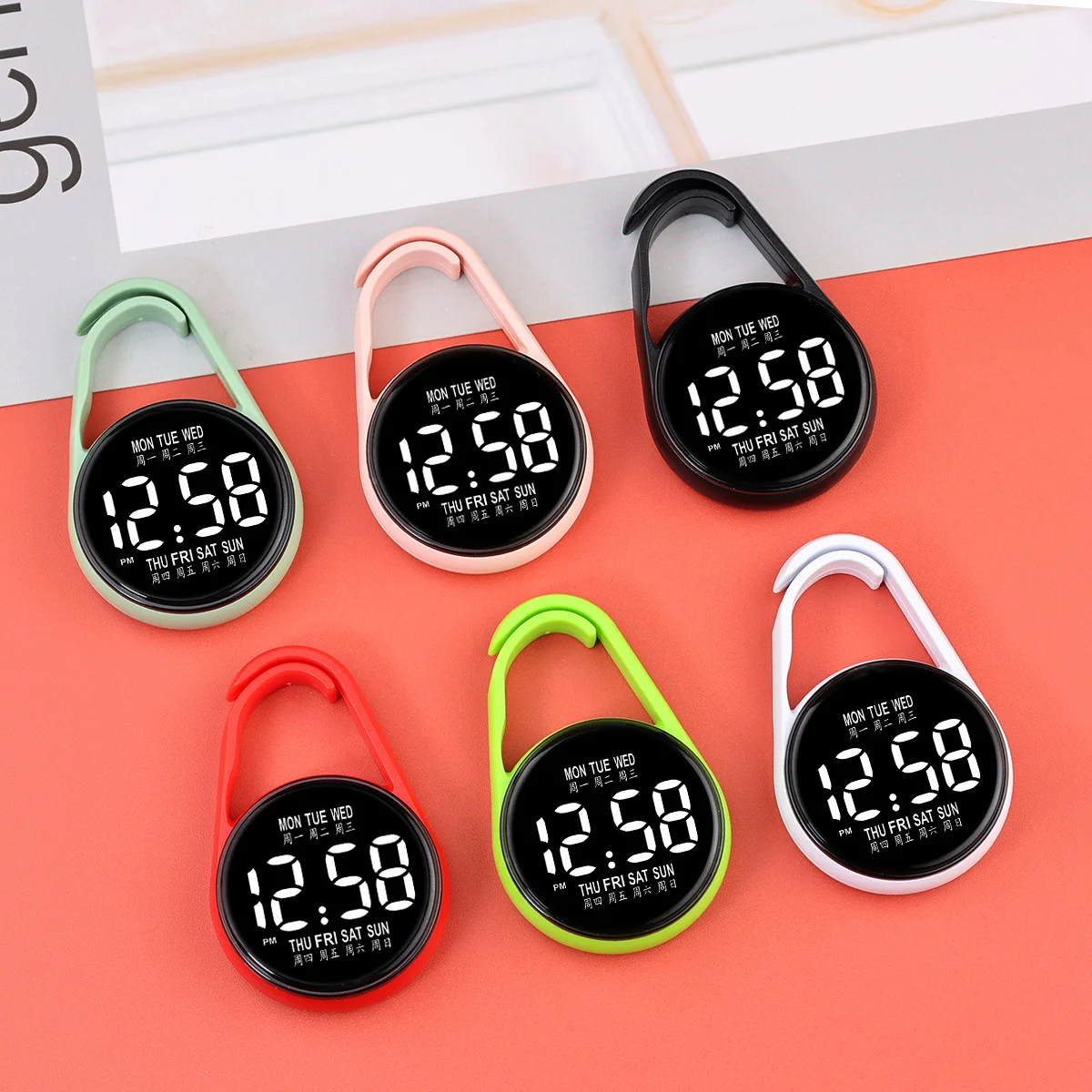 LED Electronic Hanging Watch Night Light Digital Electronic Hanging Watch Pocket Watch