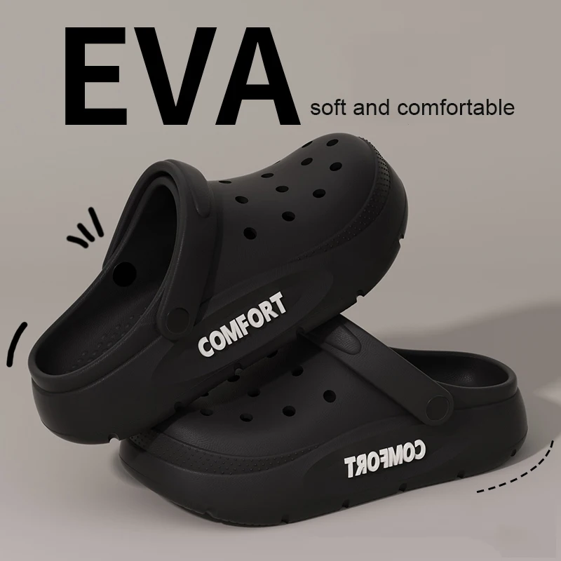 Women's Men's Slippers Summer Anti-Slip Couple Hollow Covered Toe Indoor Outdoor Casual Thick Bottom Sandals for Home Adults