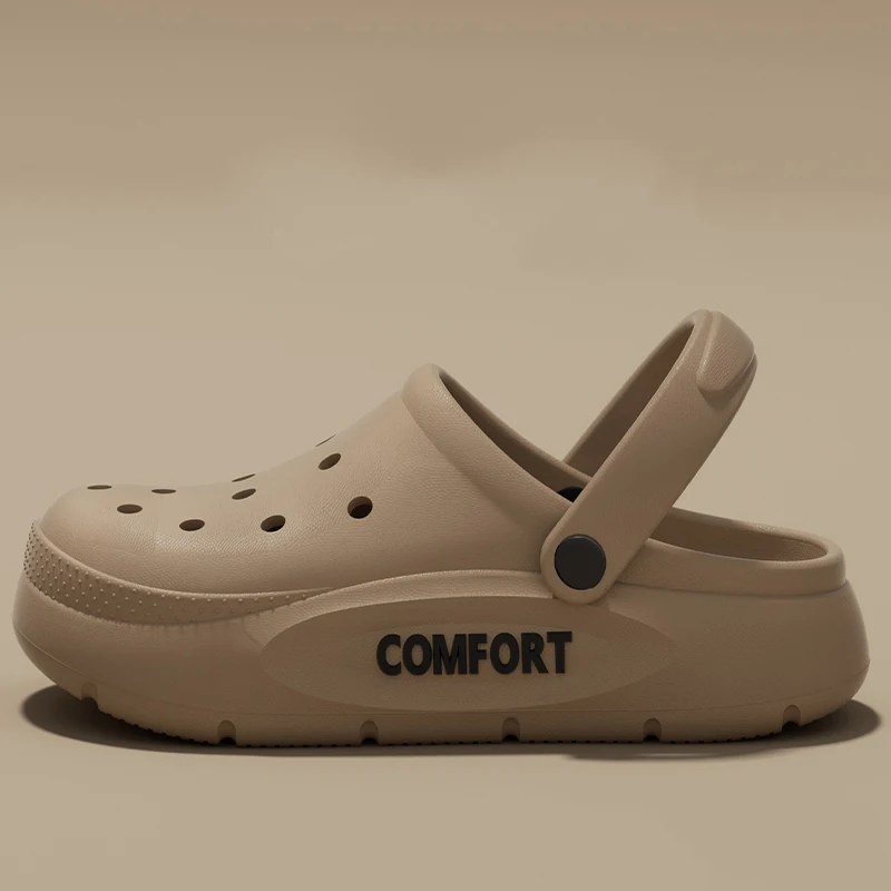 Women's Men's Slippers Summer Anti-Slip Couple Hollow Covered Toe Indoor Outdoor Casual Thick Bottom Sandals for Home Adults
